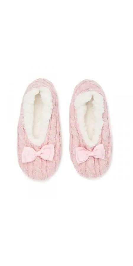 Sherpa Lined Slipper Sock - Pink