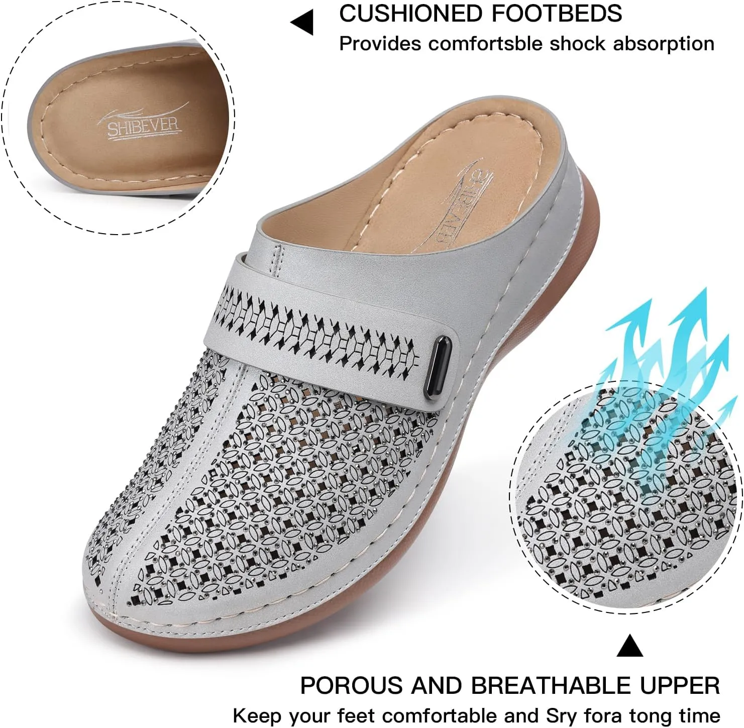 SHIBEVER Clogs for Women Mules Slip-on: Closed Toe Clog - Summer Comfortable Mule