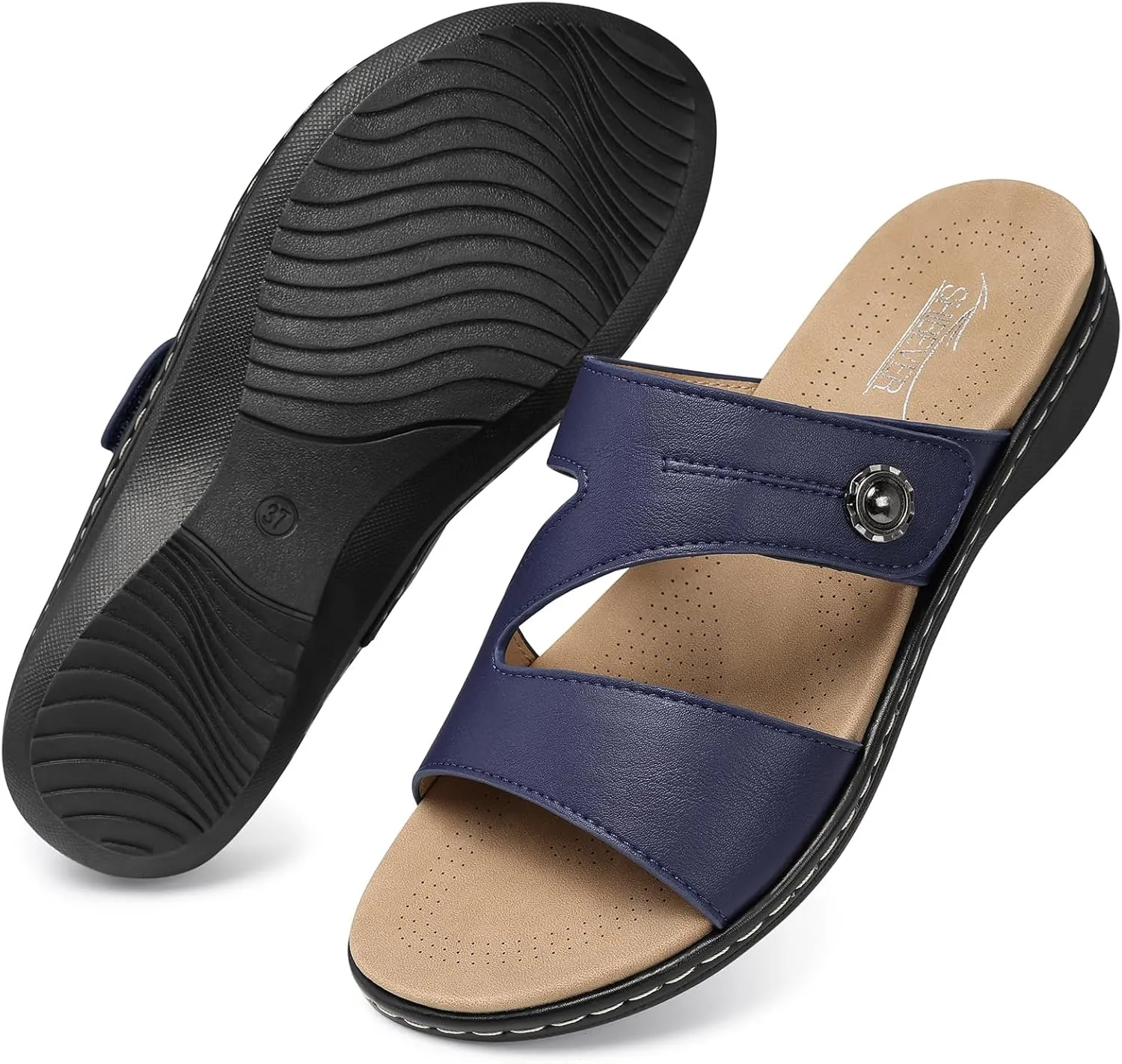 SHIBEVER Flat Sandals For Women Dressy: Comfortable Summer - Slip On Arch Support Flats Sandal