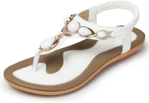 SHIBEVER Flat Sandals for Women Dressy: Summer Comfortable Dress Thong Flats Sandal
