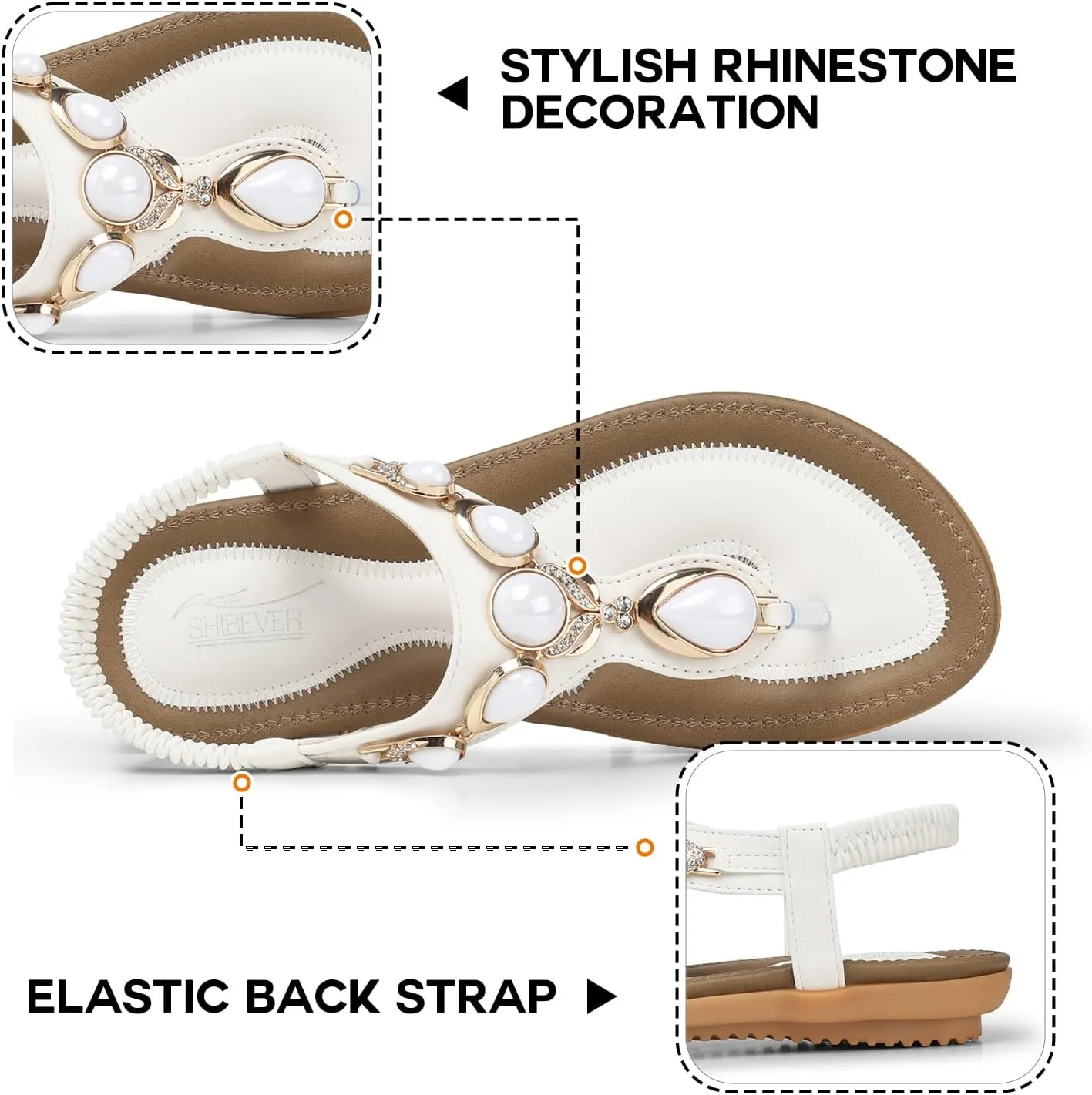 SHIBEVER Flat Sandals for Women Dressy: Summer Comfortable Dress Thong Flats Sandal