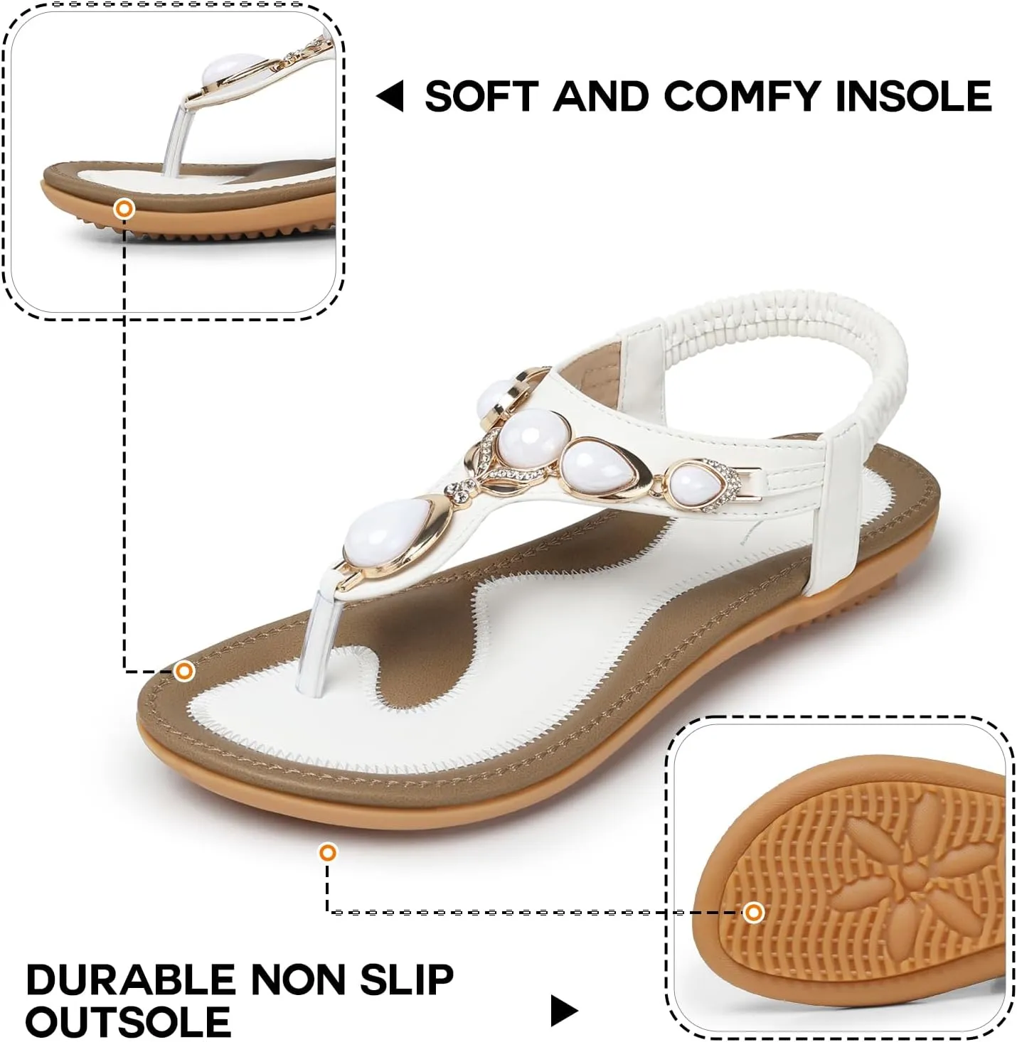 SHIBEVER Flat Sandals for Women Dressy: Summer Comfortable Dress Thong Flats Sandal