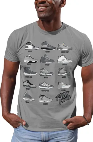 Shirt to Match Cool Grey Jordan Retro 1 2 3 4 5 6 7 8 9 10 11 12 13 Sneakers, Men's Tee to Match Jordans