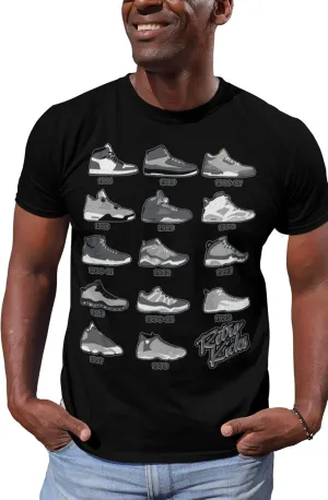 Shirt to Match Cool Grey Jordan Retro 1 2 3 4 5 6 7 8 9 10 11 12 13 Sneakers, Men's Tee to Match Jordans