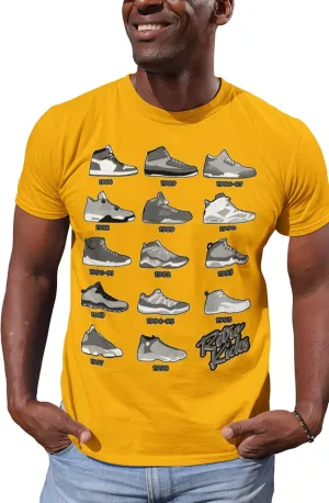 Shirt to Match Cool Grey Jordan Retro 1 2 3 4 5 6 7 8 9 10 11 12 13 Sneakers, Men's Tee to Match Jordans