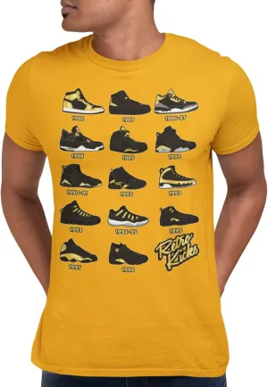 Shirt to Match Gold Black Jordan Retro 1 2 3 4 5 6 7 8 9 10 11 12 13 Sneakers, Men's Tee to Match Jordans