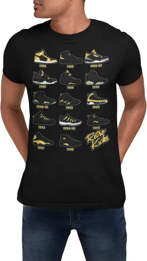 Shirt to Match Gold Black Jordan Retro 1 2 3 4 5 6 7 8 9 10 11 12 13 Sneakers, Men's Tee to Match Jordans