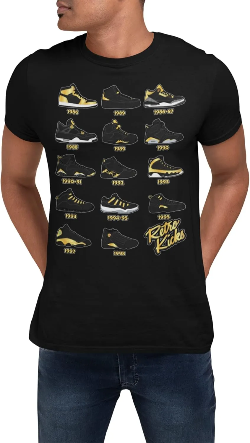 Shirt to Match Gold Black Jordan Retro 1 2 3 4 5 6 7 8 9 10 11 12 13 Sneakers, Men's Tee to Match Jordans