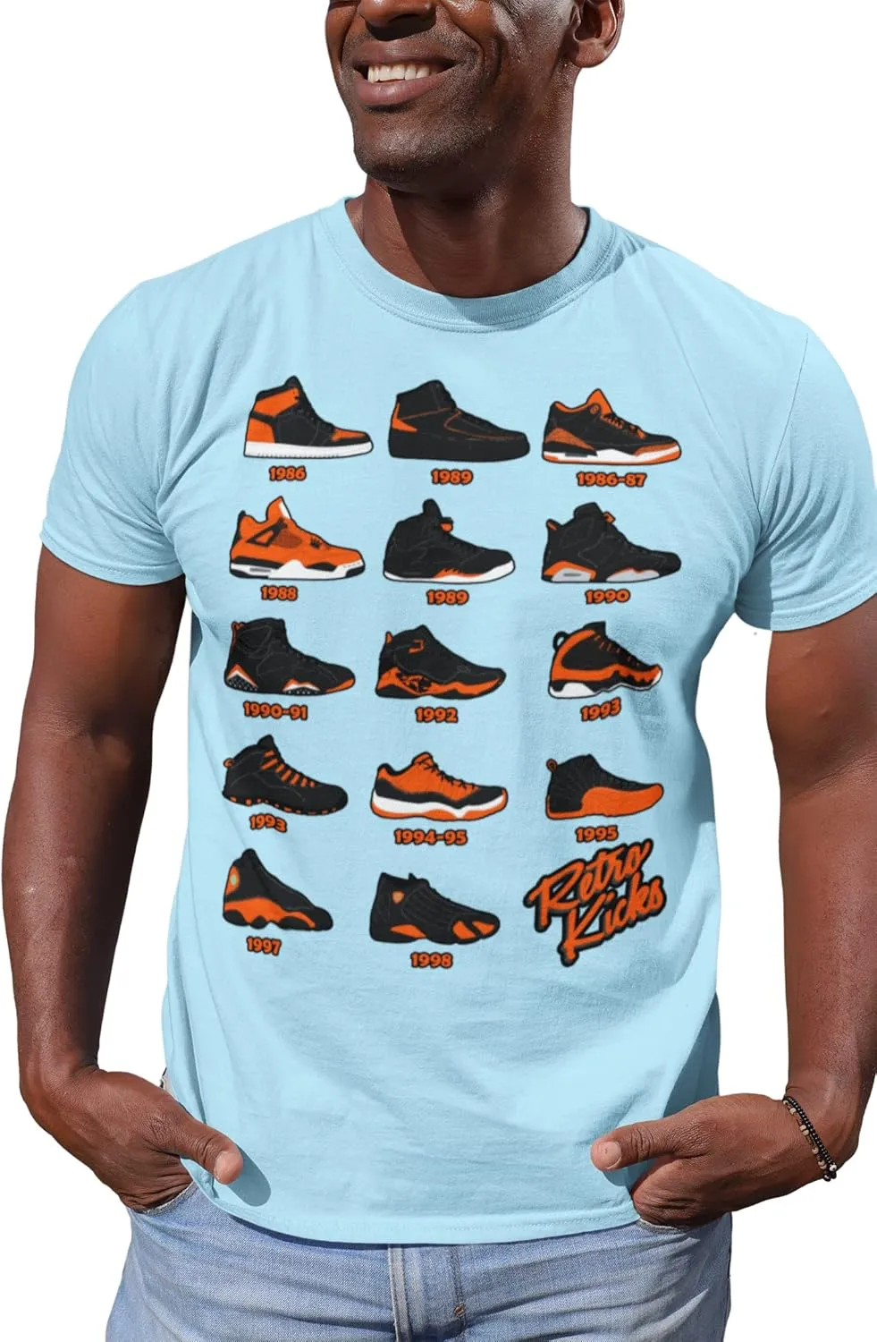 Shirt to Match Jordan Orange/Black Retro Jordan Sneakers 1 2 3 4 5 6 7 8 9 10 11 12 13, Tee to Match Jordans
