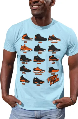 Shirt to Match Jordan Orange/Black Retro Jordan Sneakers 1 2 3 4 5 6 7 8 9 10 11 12 13, Tee to Match Jordans