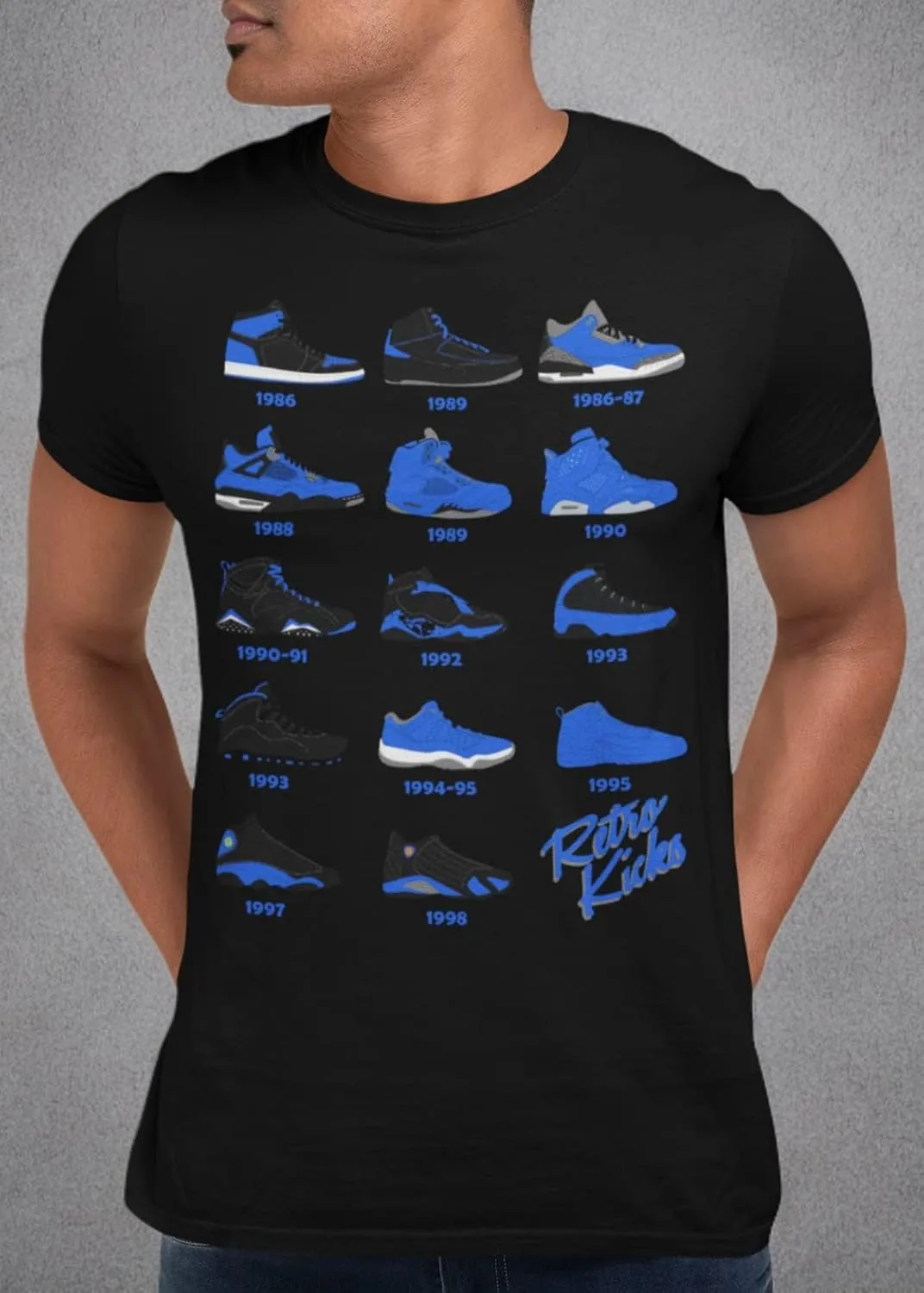 Shirt to Match Royal Black Jordan Retro 1 2 3 4 5 6 7 8 9 10 11 12 13 Sneakers, Men's Tee to Match Jordans