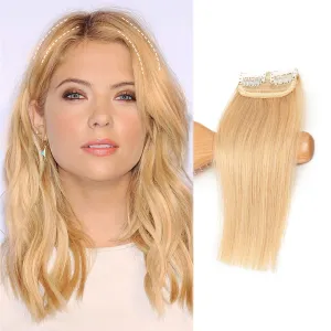 Short Clip In Human Hair Extensions for Women with Short Hair/Thinning Hair,add Extra Hair Volume Natural Straight Invisible Lady Parts Frontal Bangs Toppers 12 Inch #24 Natural Blonde