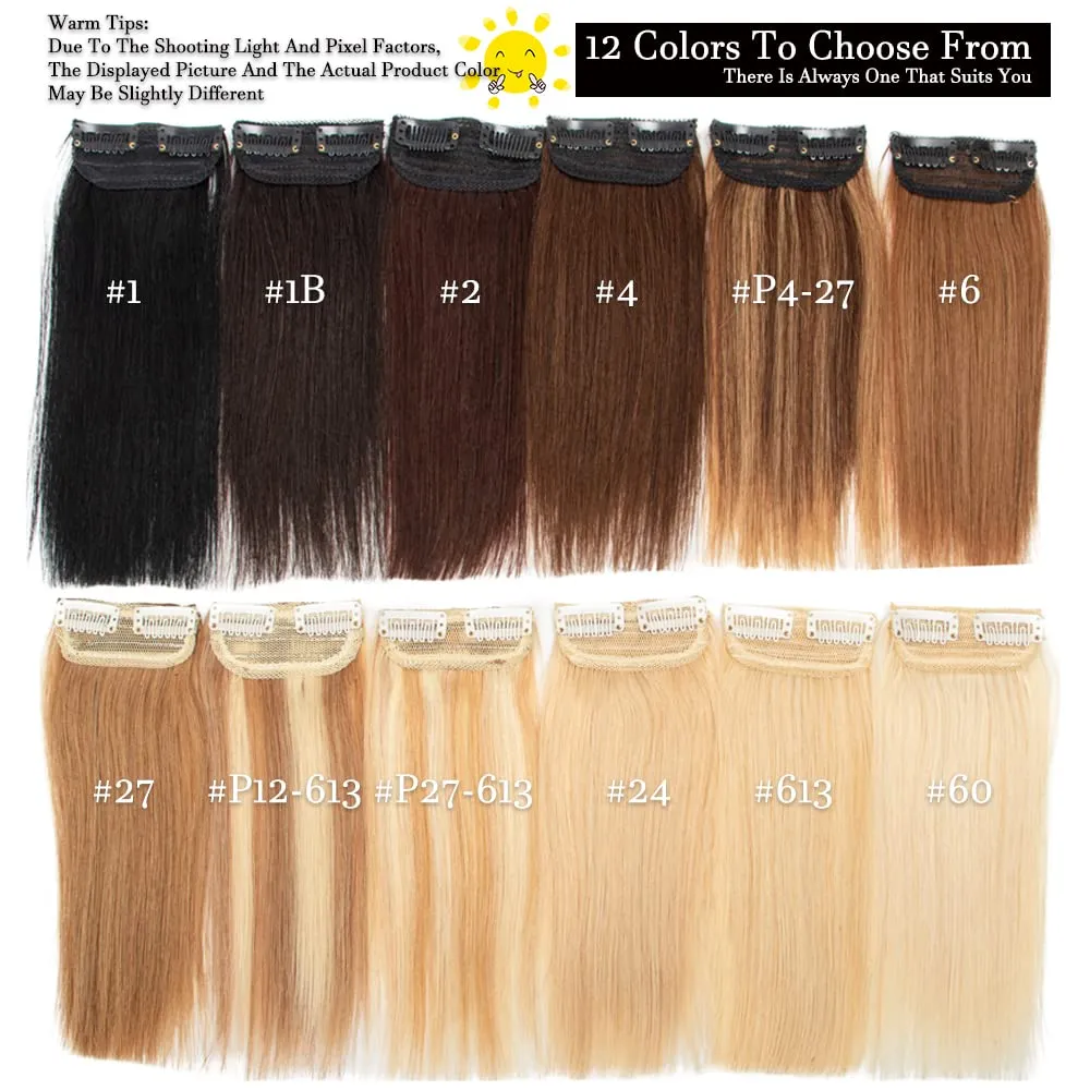 Short Clip In Human Hair Extensions for Women with Short Hair/Thinning Hair,add Extra Hair Volume Natural Straight Invisible Lady Parts Frontal Bangs Toppers 12 Inch #24 Natural Blonde