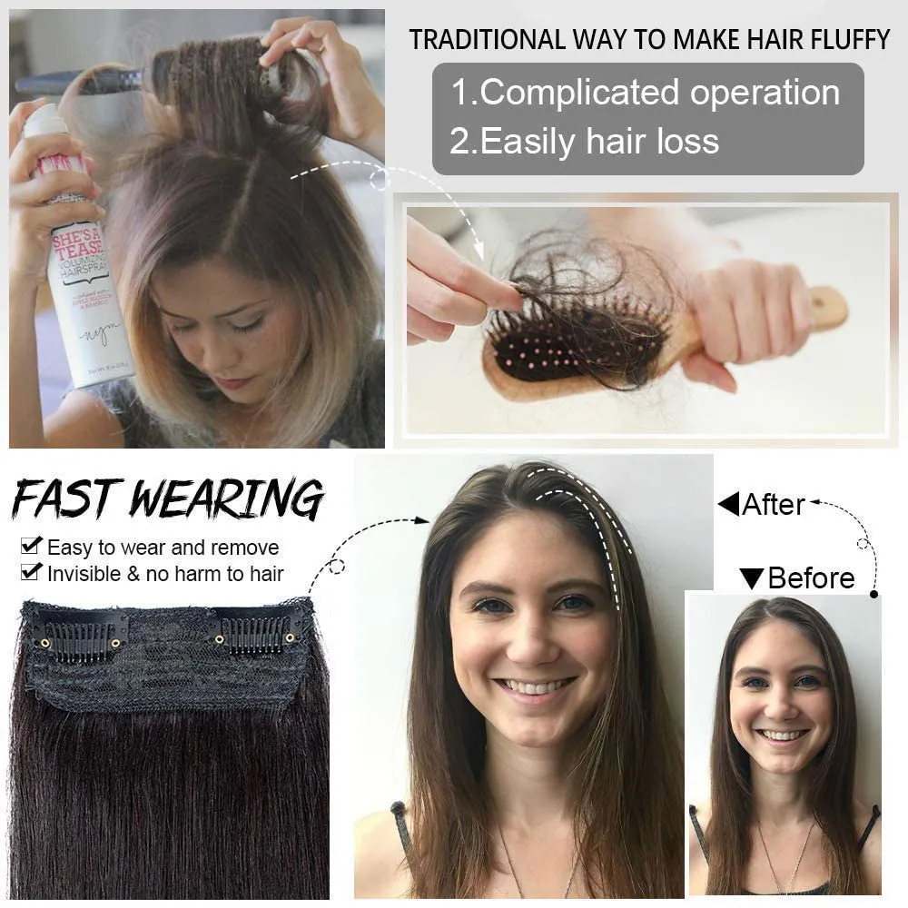 Short Clip In Human Hair Extensions for Women with Short Hair/Thinning Hair,add Extra Hair Volume Natural Straight Invisible Lady Parts Frontal Bangs Toppers 12 Inch #24 Natural Blonde