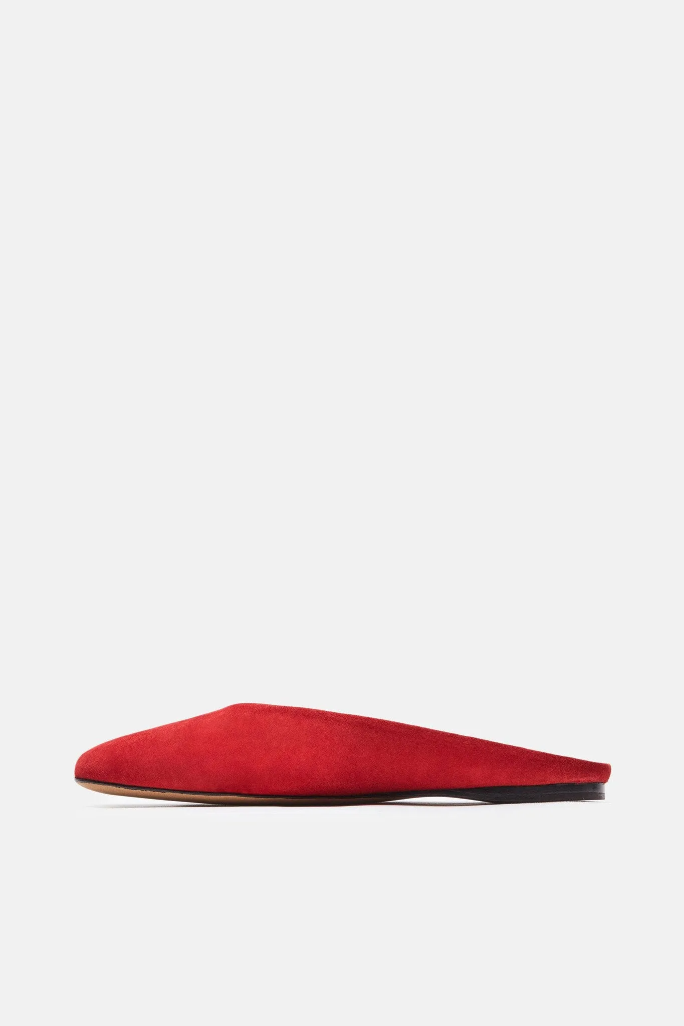 Simple Almond Curved Mule - Camoscio Rosso