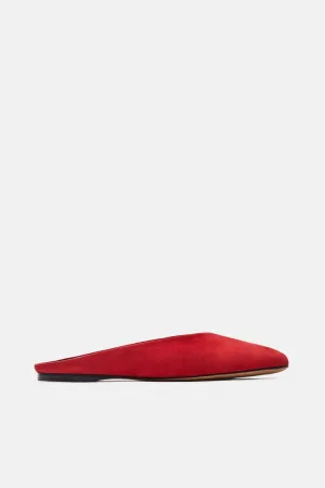 Simple Almond Curved Mule - Camoscio Rosso