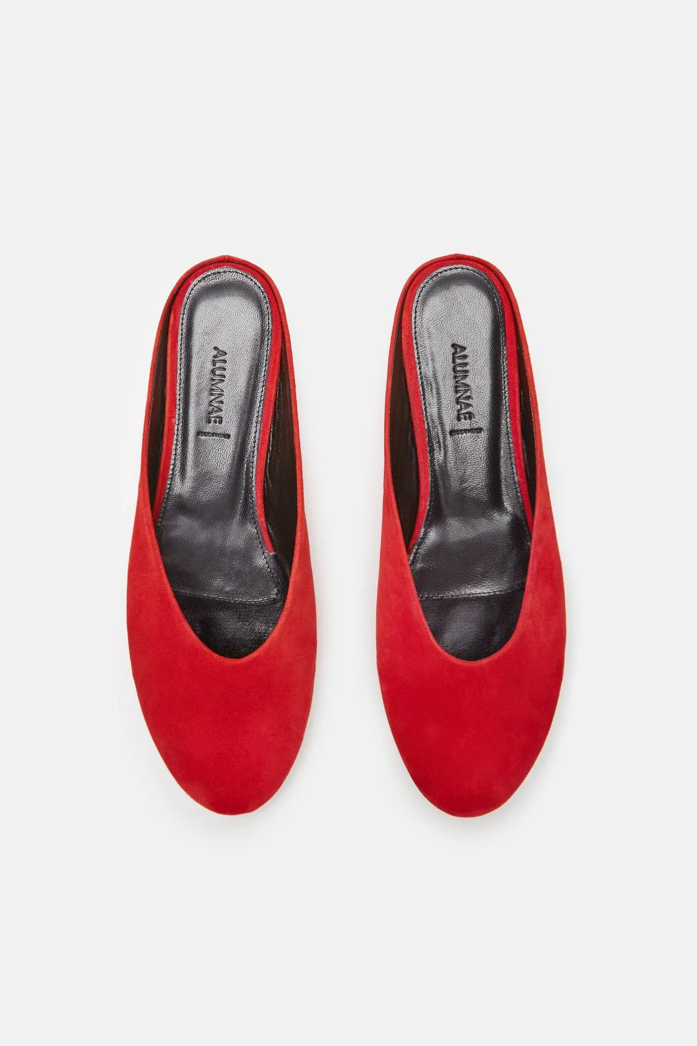 Simple Almond Curved Mule - Camoscio Rosso