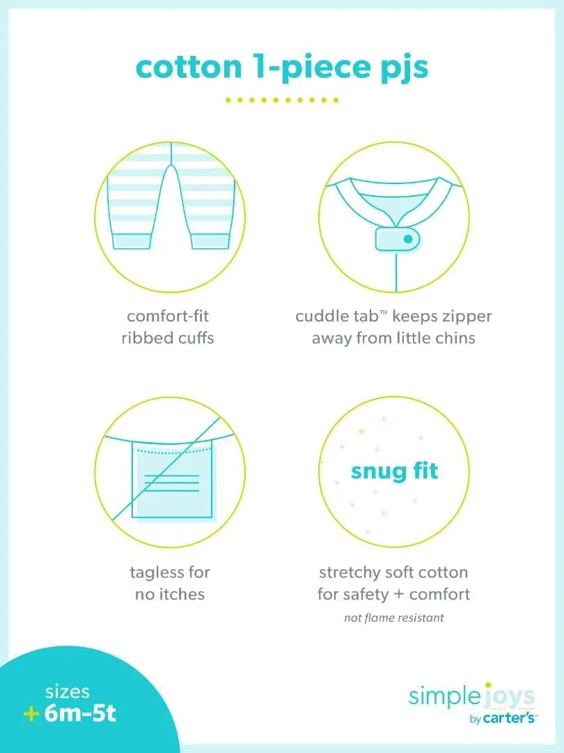Simple Joys by Carter's Girls' 3-Pack Snug Fit Footless Cotton Pajamas