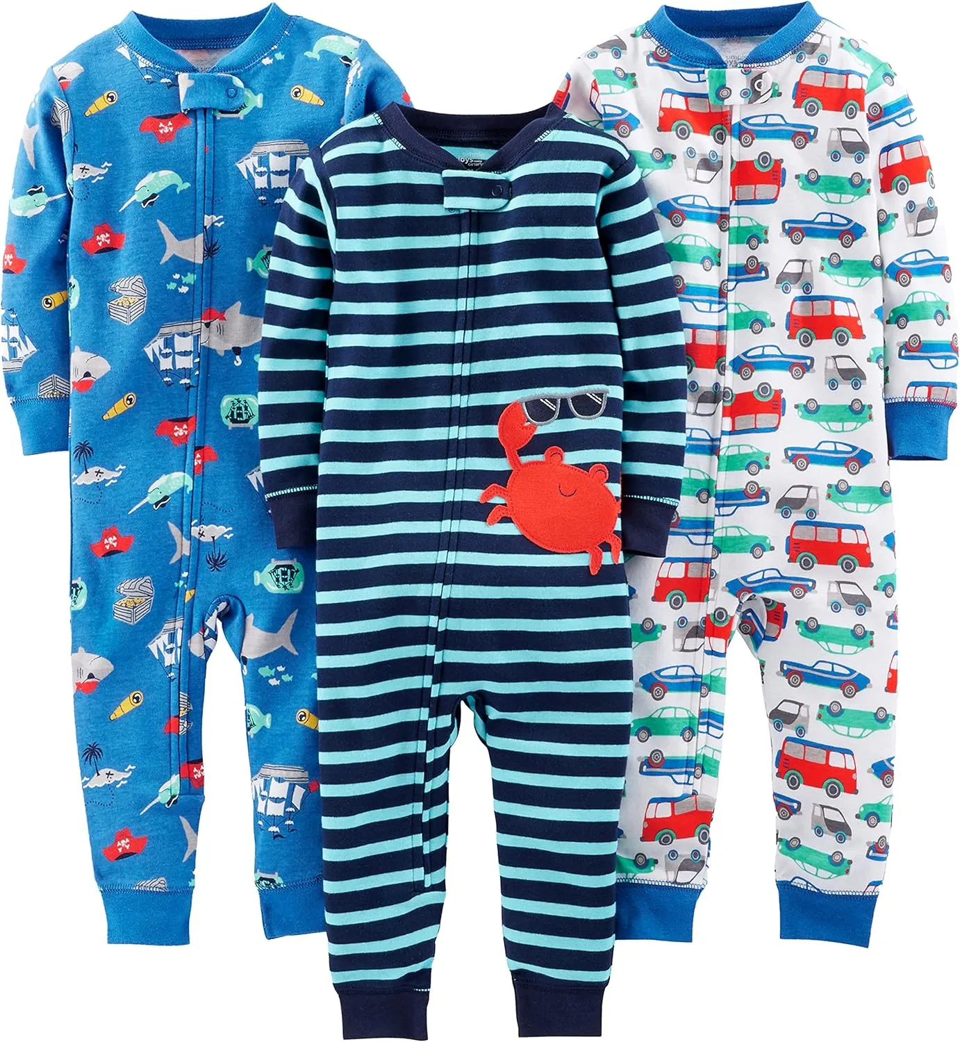 Simple Joys by Carter's Kids' 3-Pack Snug Fit Footless Cotton Pajamas
