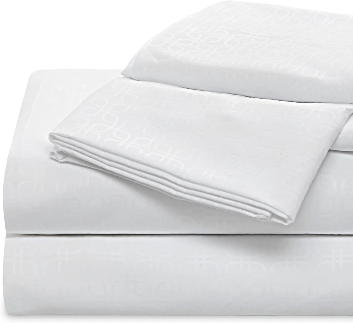 SLEEP ZONE Four-Leaf Clover Soft Brushed Microfiber，4-Piece Floral Embossed Sheet Set for Women Men，Deep Pockets, Easy-Fit, Extra Soft & Wrinkle Free Sheets (White, Queen