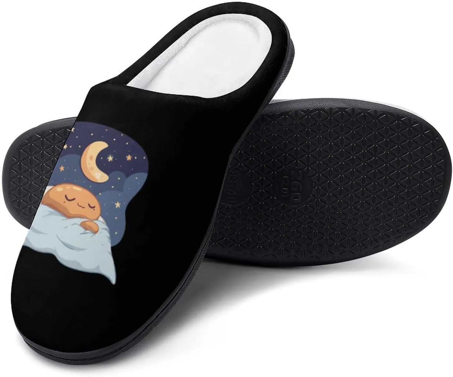 Sleeping Cocoa Chocolate Beans Men's Cotton Slippers Washable Home Slippers Lightweight Closed Toe House Slip On Shoes