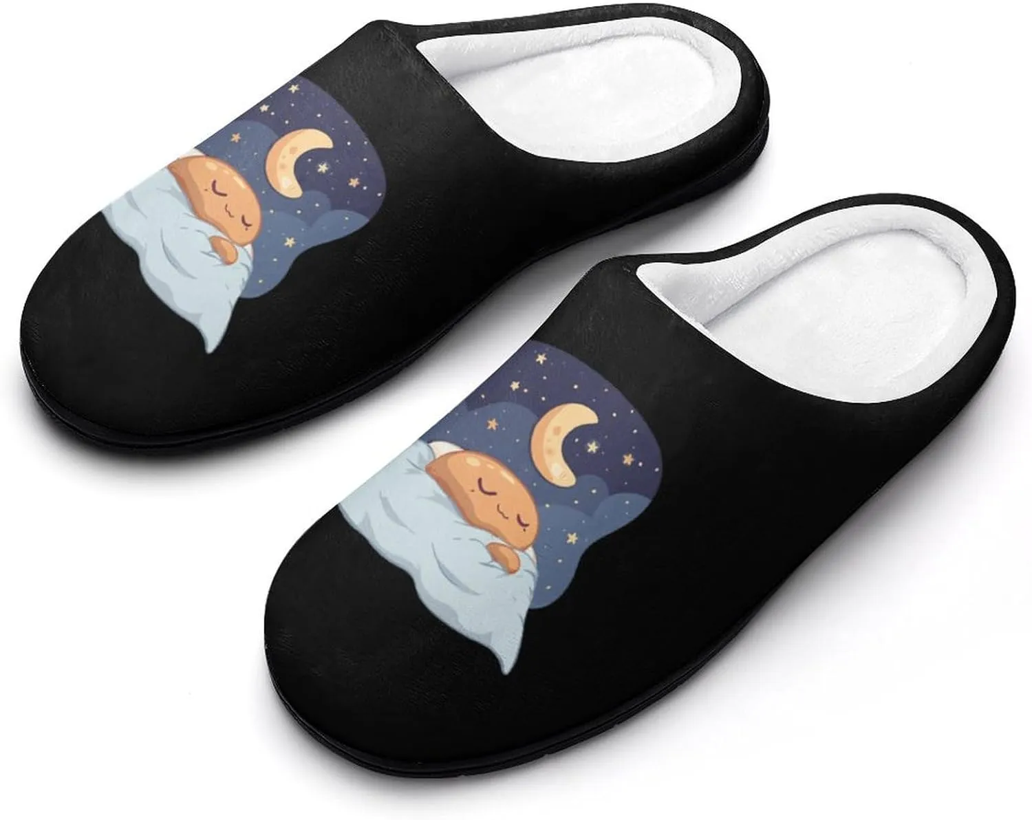 Sleeping Cocoa Chocolate Beans Men's Cotton Slippers Washable Home Slippers Lightweight Closed Toe House Slip On Shoes