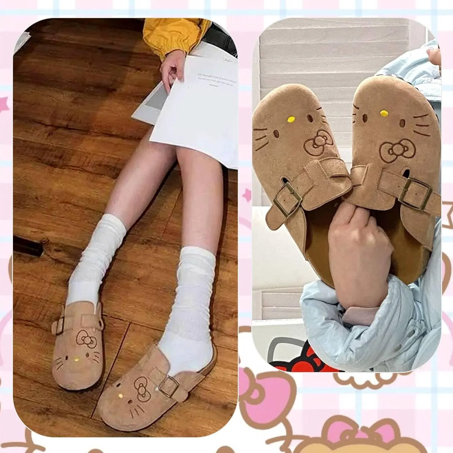Slippers for Women Cartoon Suede Clogs Non-Slip House Shoes for Indoor Outdoor Cute Cozy Slipper