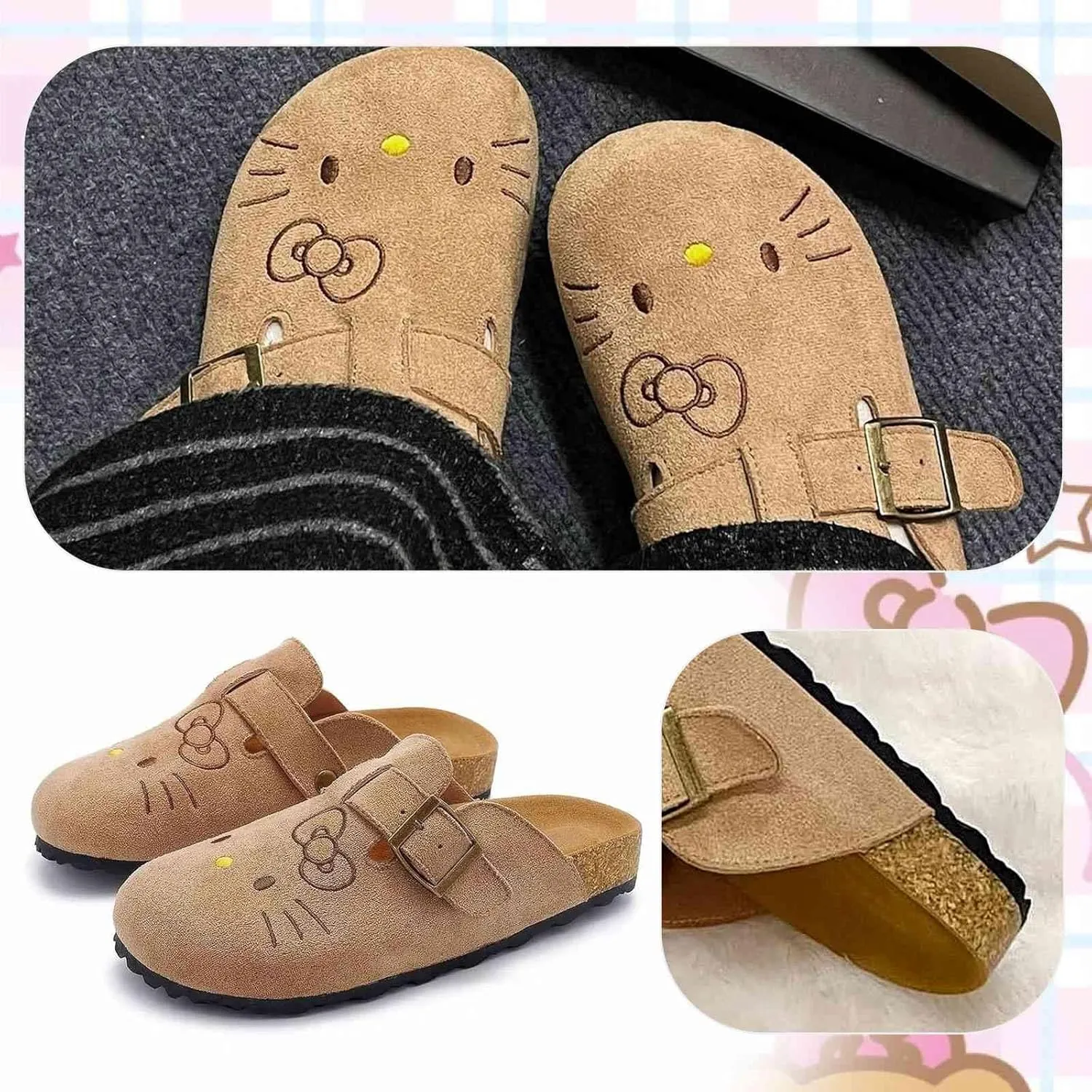 Slippers for Women Cartoon Suede Clogs Non-Slip House Shoes for Indoor Outdoor Cute Cozy Slipper