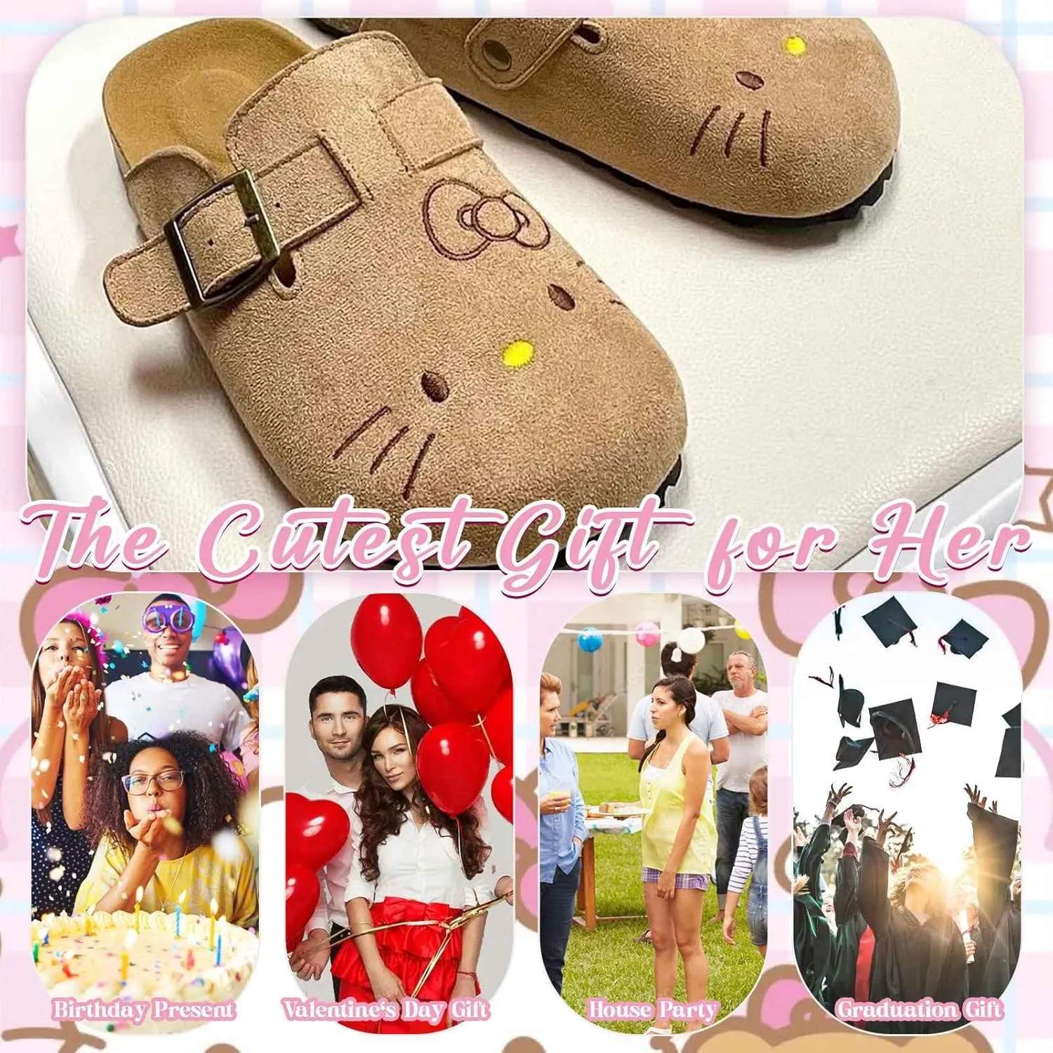 Slippers for Women Cartoon Suede Clogs Non-Slip House Shoes for Indoor Outdoor Cute Cozy Slipper