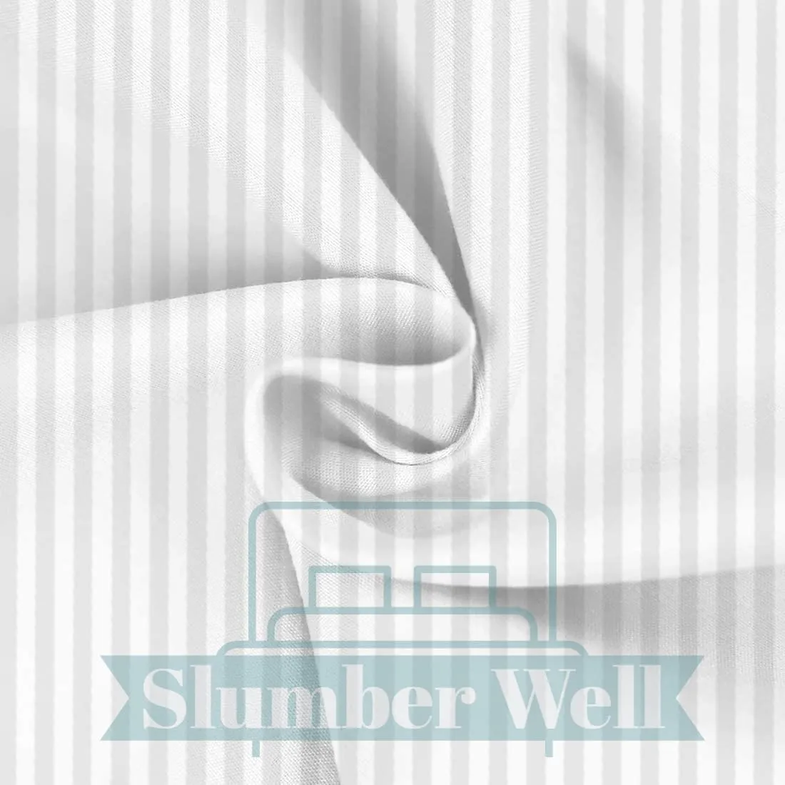 SlumberWell 4 Piece Sheet Set Queen Size, 100% Egyptian Cotton, 12 Inch Deep Pocket, Breathable Cooling & Super Soft Hotel Bed Sheets, White Stripe
