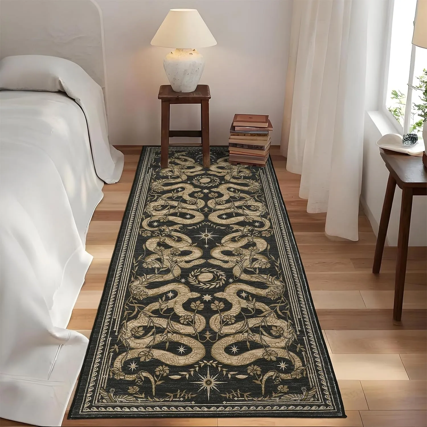 Snake Washable Runners for Hallways 2x6 Runner Rug for Kitchen Non Slip with Rubber Back Forest Soft Low-Pile Stain Resistant Thin Carpet for Bedroom Bedroom Laundry Room Dark Grey