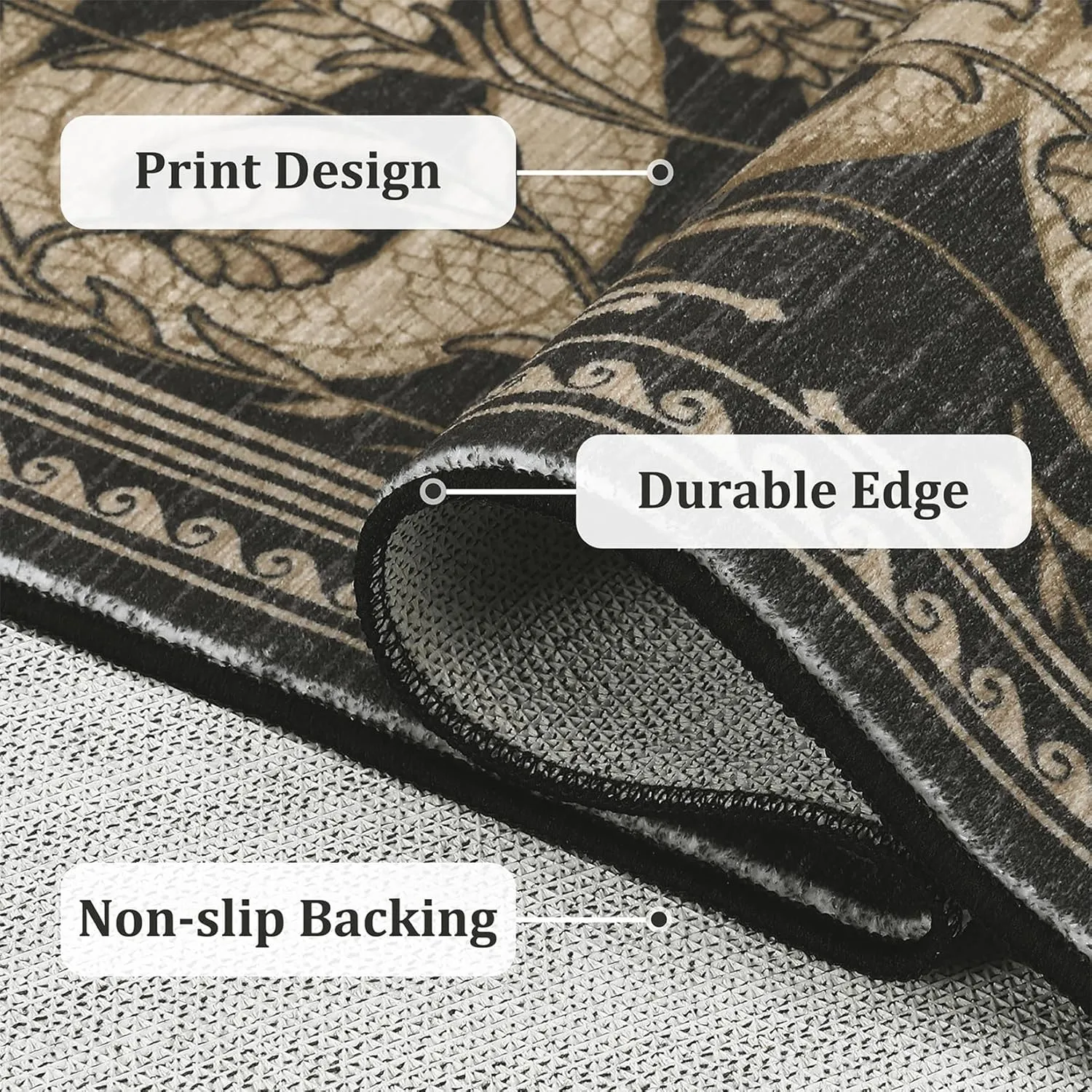 Snake Washable Runners for Hallways 2x6 Runner Rug for Kitchen Non Slip with Rubber Back Forest Soft Low-Pile Stain Resistant Thin Carpet for Bedroom Bedroom Laundry Room Dark Grey