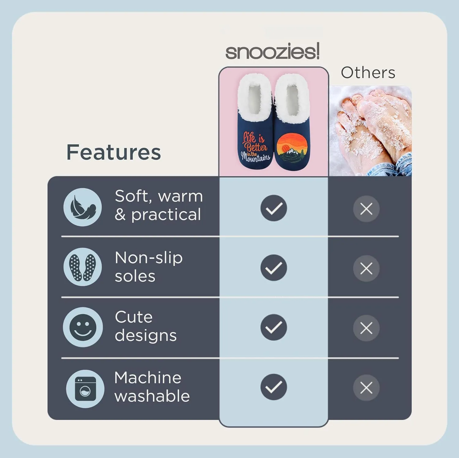 Snoozies Pairable Slipper Socks - Funny House Slippers for Women, Non-Slip Fuzzy Slipper Socks - Happy Camper
