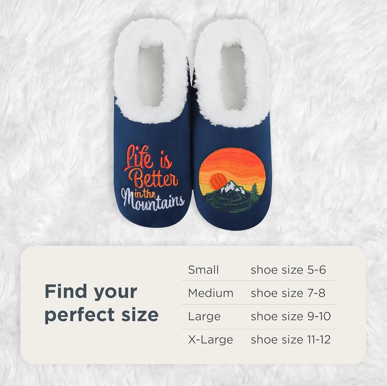 Snoozies Pairable Slipper Socks - Funny House Slippers for Women, Non-Slip Fuzzy Slipper Socks - Happy Camper
