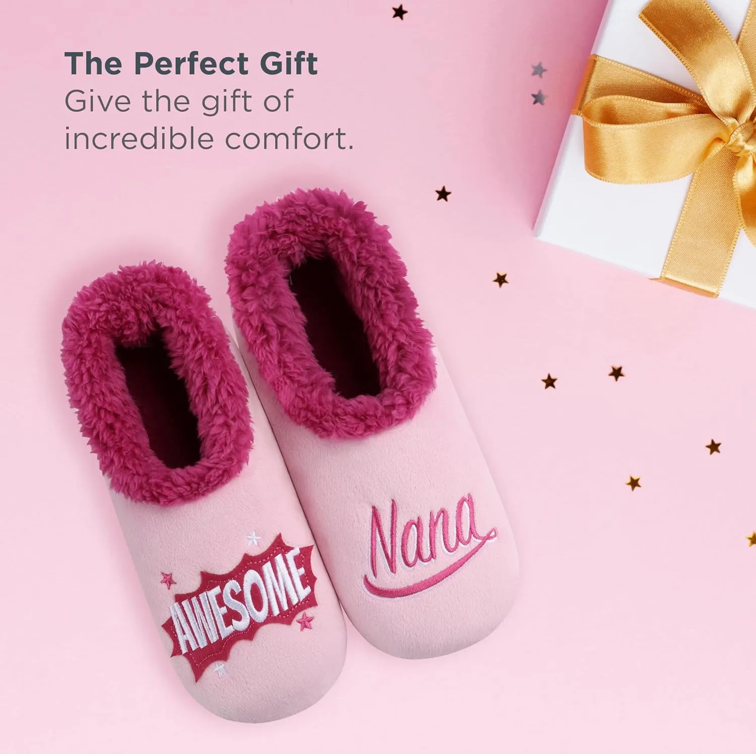 Snoozies Pairable Slipper Socks - Funny House Slippers for Women, Non-Slip Fuzzy Slipper Socks
