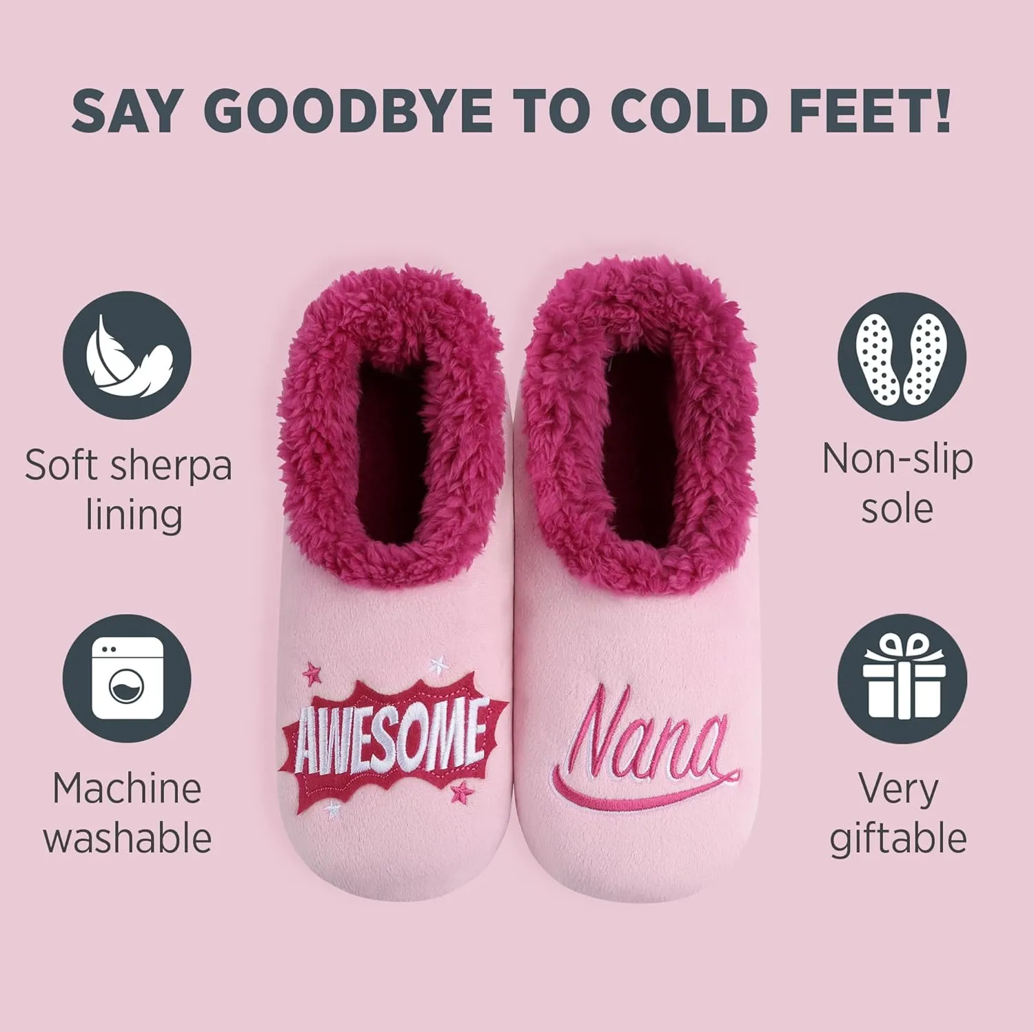 Snoozies Pairable Slipper Socks - Funny House Slippers for Women, Non-Slip Fuzzy Slipper Socks