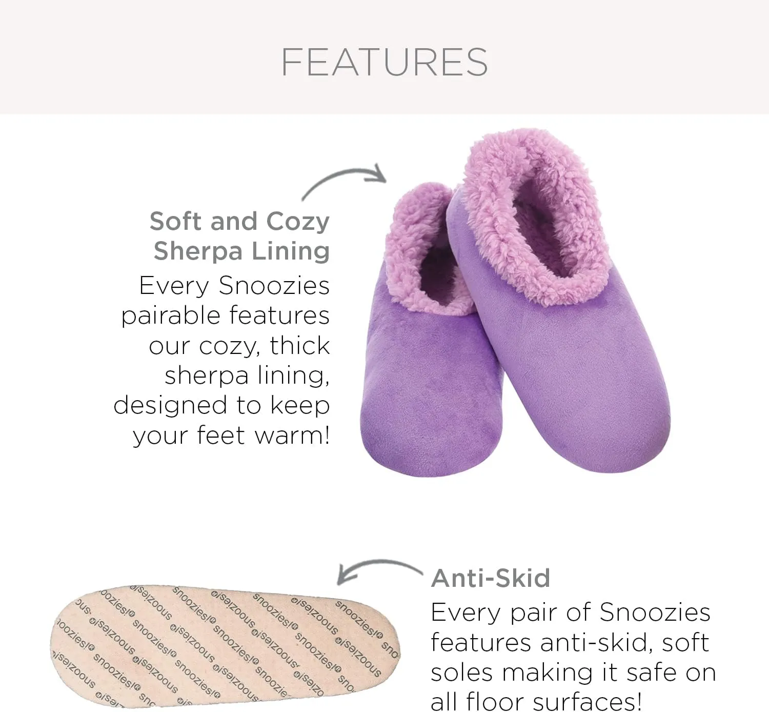 Snoozies Sherpa-Lined Slipper Socks for Women - Fuzzy, Cute, and Cozy Slippers for Women with Non-Slip Sole - Washable House Slippers