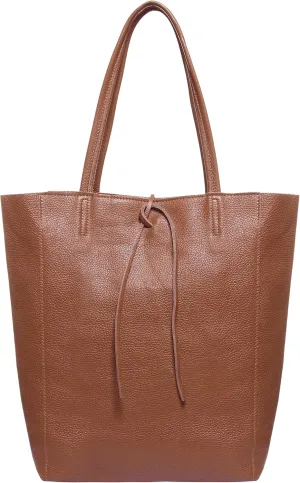 Soft Italian Genuine Calf Leather Tote Bag | Unstructured Unlined Shopper with Zipper, Inside Pocket & Flat Base