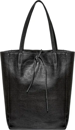 Soft Italian Genuine Calf Leather Tote Bag | Unstructured Unlined Shopper with Zipper, Inside Pocket & Flat Base