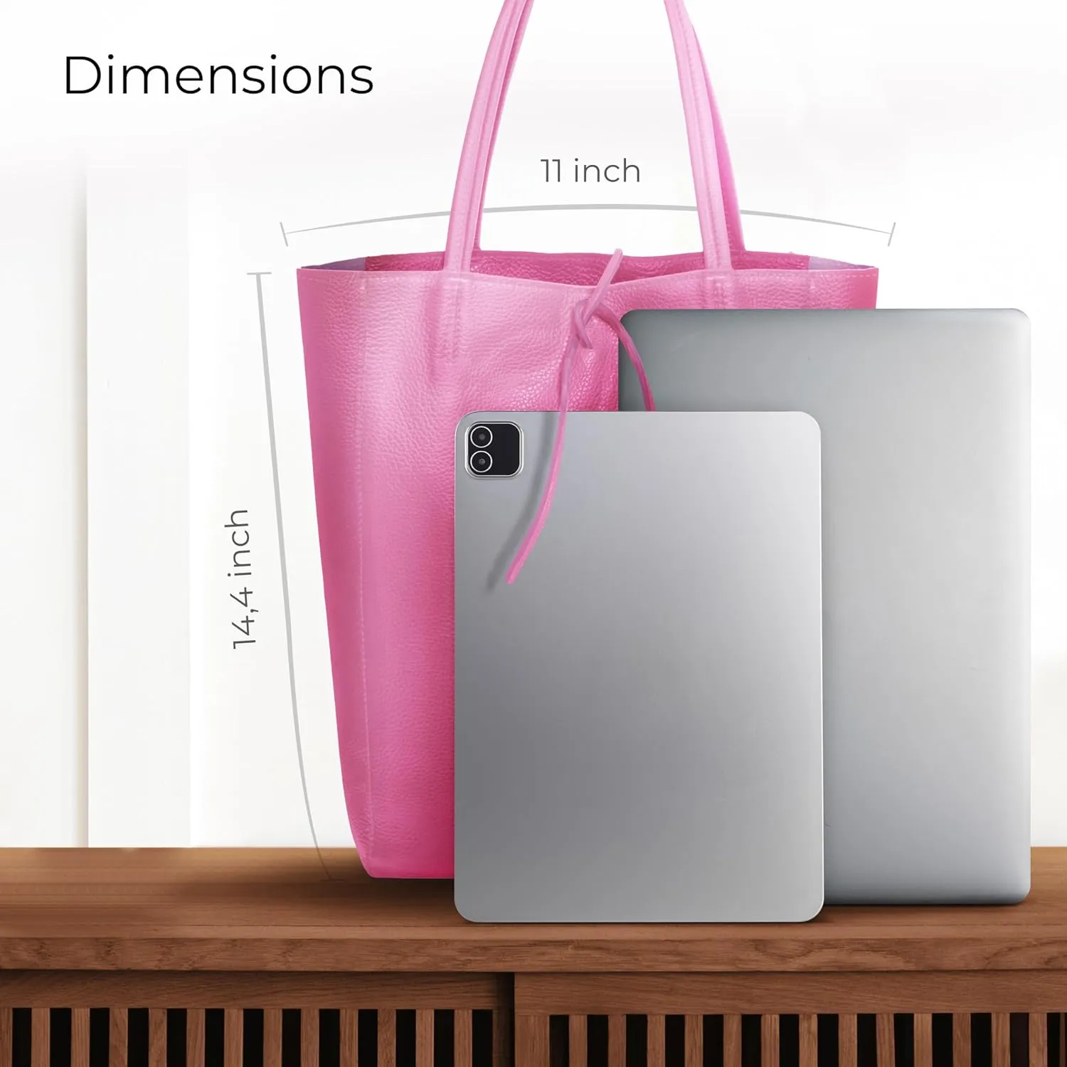 Soft Italian Genuine Calf Leather Tote Bag | Unstructured Unlined Shopper with Zipper, Inside Pocket & Flat Base