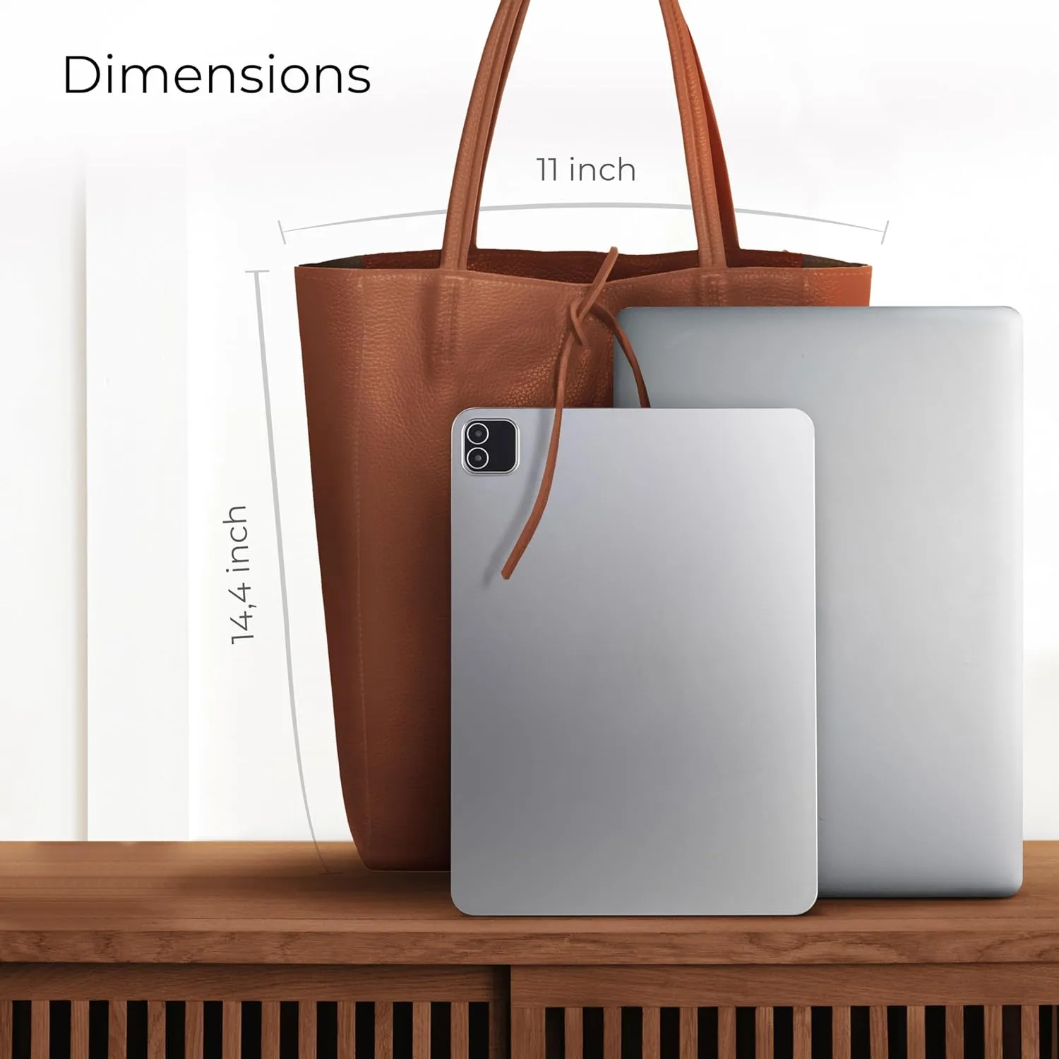 Soft Italian Genuine Calf Leather Tote Bag | Unstructured Unlined Shopper with Zipper, Inside Pocket & Flat Base