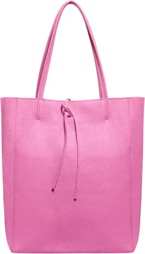 Soft Italian Genuine Calf Leather Tote Bag | Unstructured Unlined Shopper with Zipper, Inside Pocket & Flat Base