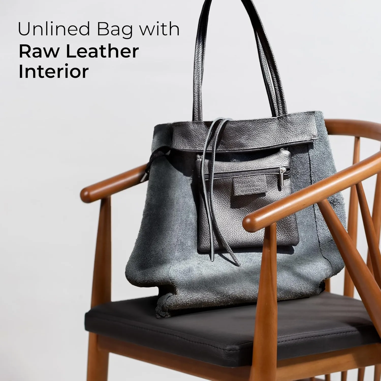 Soft Italian Genuine Calf Leather Tote Bag | Unstructured Unlined Shopper with Zipper, Inside Pocket & Flat Base