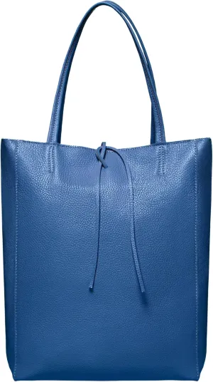 Soft Italian Genuine Calf Leather Tote Bag | Unstructured Unlined Shopper with Zipper, Inside Pocket & Flat Base