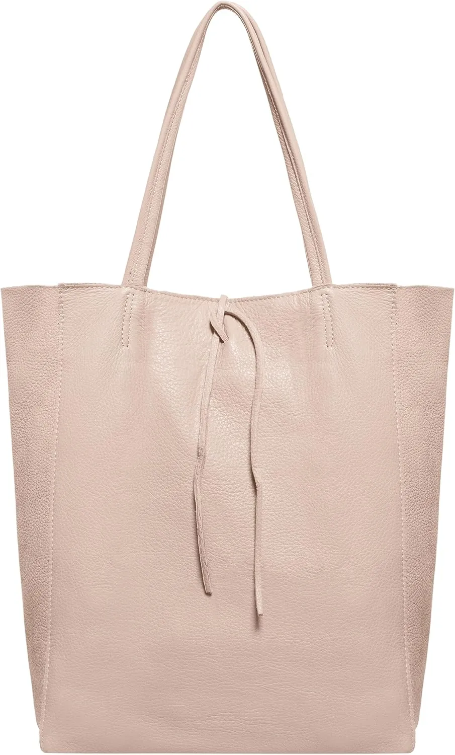 Soft Italian Genuine Calf Leather Tote Bag | Unstructured Unlined Shopper with Zipper, Inside Pocket & Flat Base