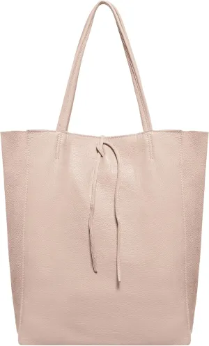 Soft Italian Genuine Calf Leather Tote Bag | Unstructured Unlined Shopper with Zipper, Inside Pocket & Flat Base