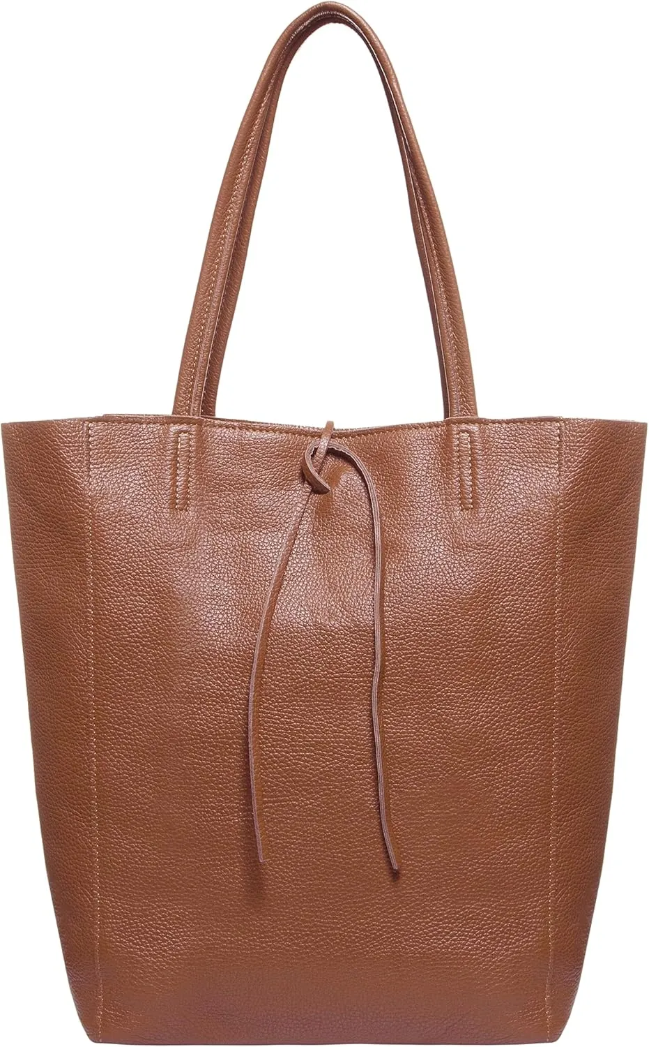 Soft Italian Genuine Calf Leather Tote Bag | Unstructured Unlined Shopper with Zipper, Inside Pocket & Flat Base