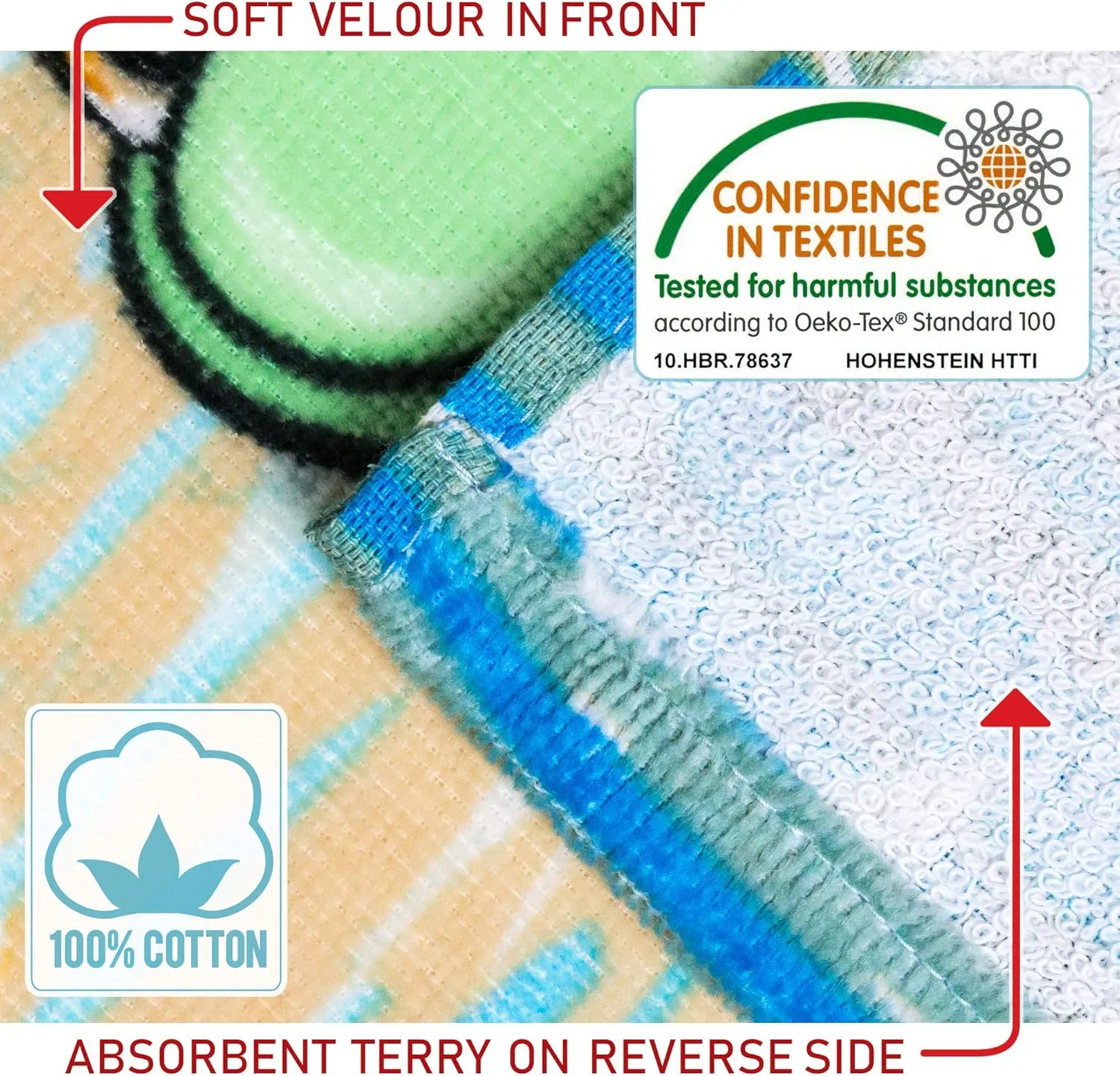 Softerry - Happy Little Turtles Beach Towel 28 x 51 inches (70 x 130cm) 100% Cotton Soft and Absorbent (1 Towel, Little Turtles)