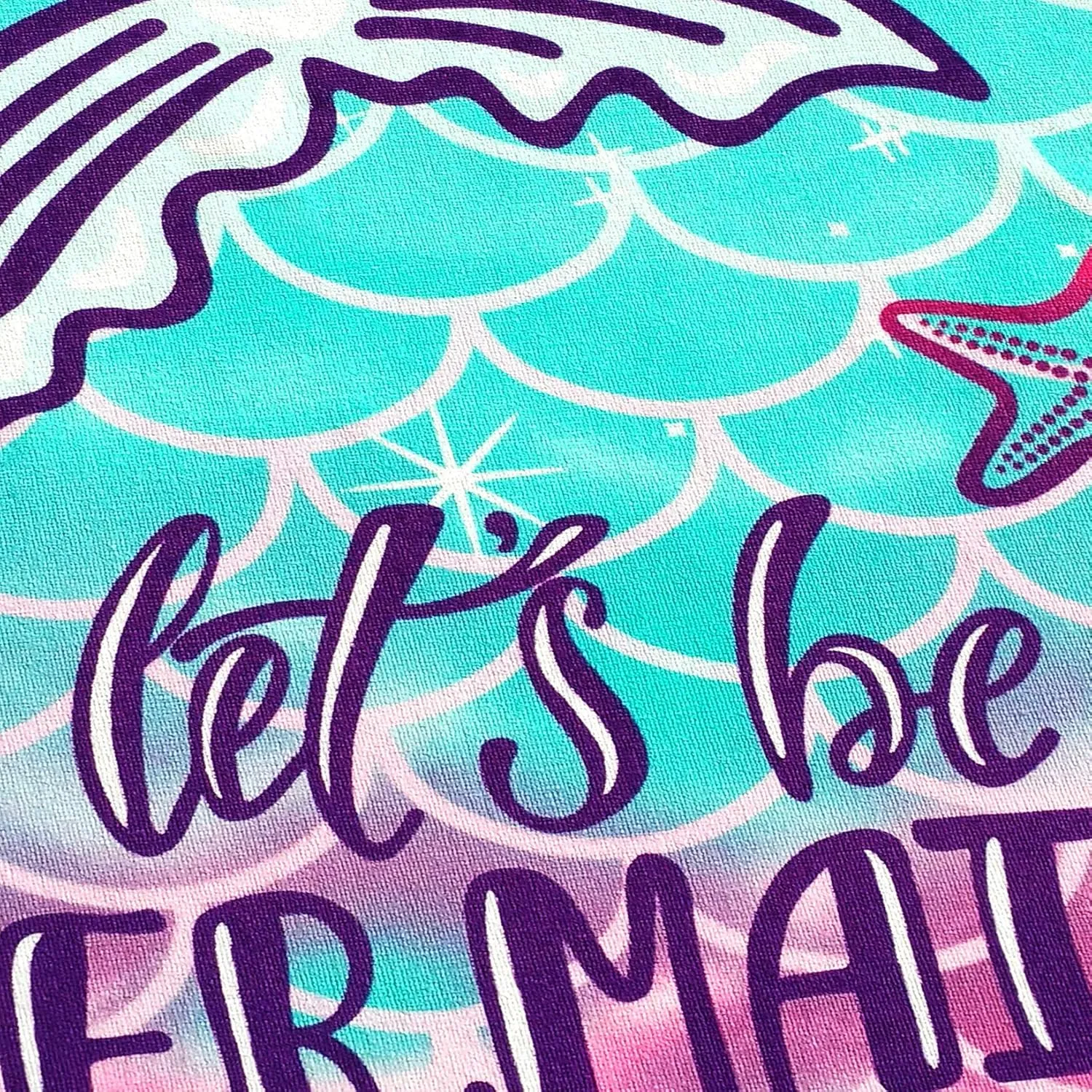 Softerry Mermaid Princess Beach Towel 30 x 60 inch Velour 100% Cotton, Pink and Green (Large - 30" x 60" - 76 x 152cm)