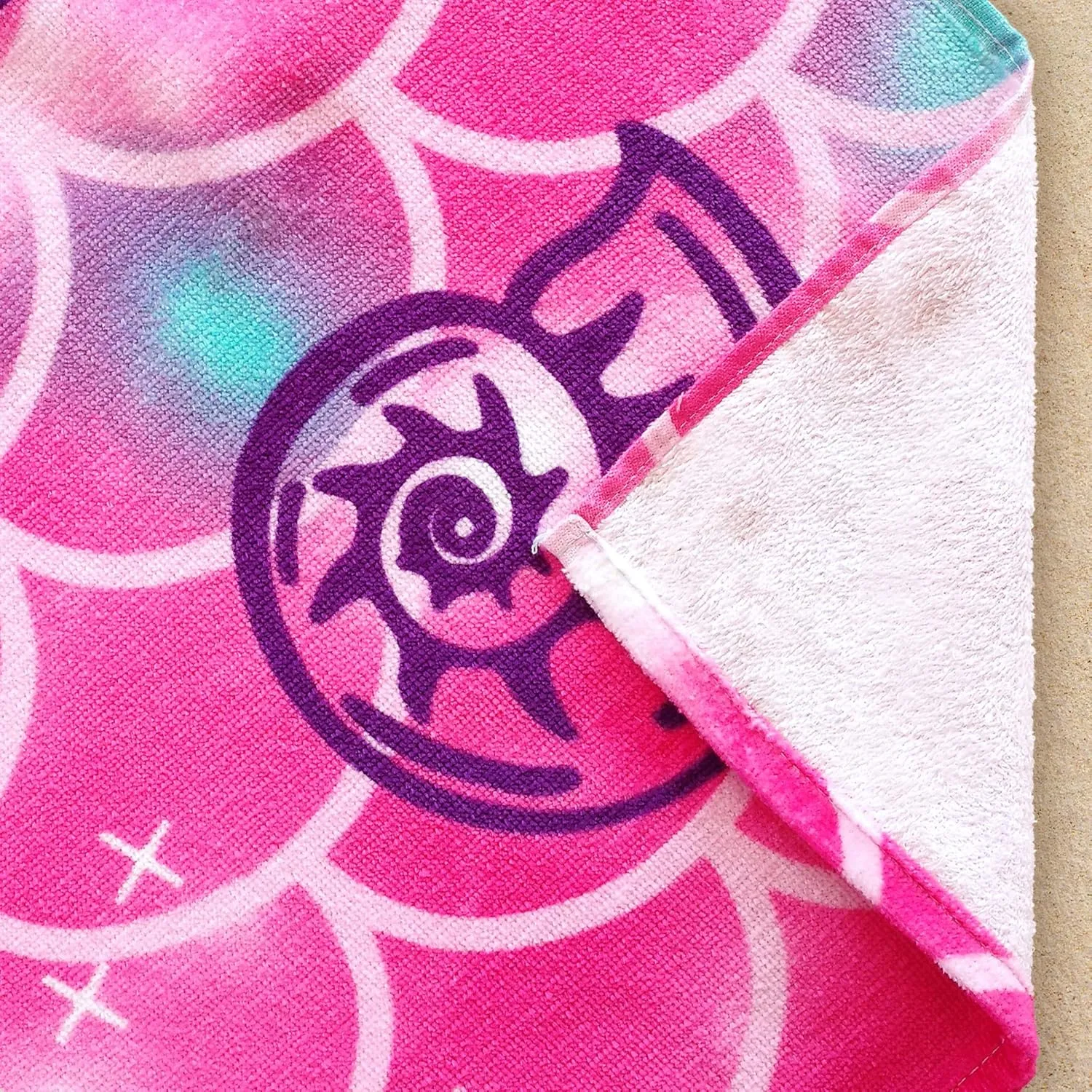 Softerry Mermaid Princess Beach Towel 30 x 60 inch Velour 100% Cotton, Pink and Green (Large - 30" x 60" - 76 x 152cm)